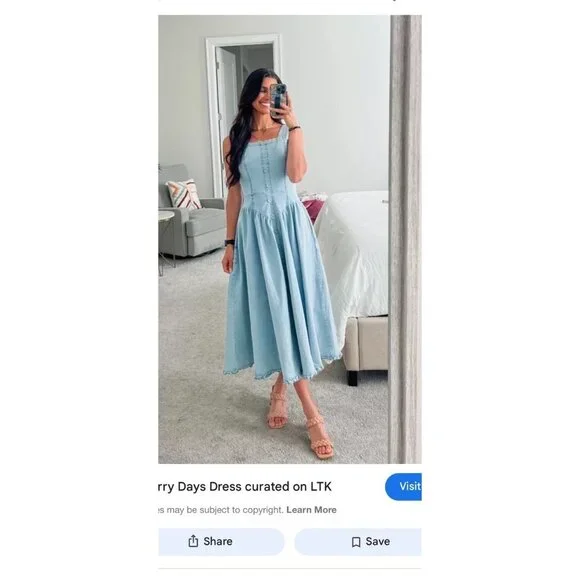 Vintage Denim Tank Dress 6 Rhinestone Fit Flare Old Western 80’s Tie Front P - Picture 14 of 14